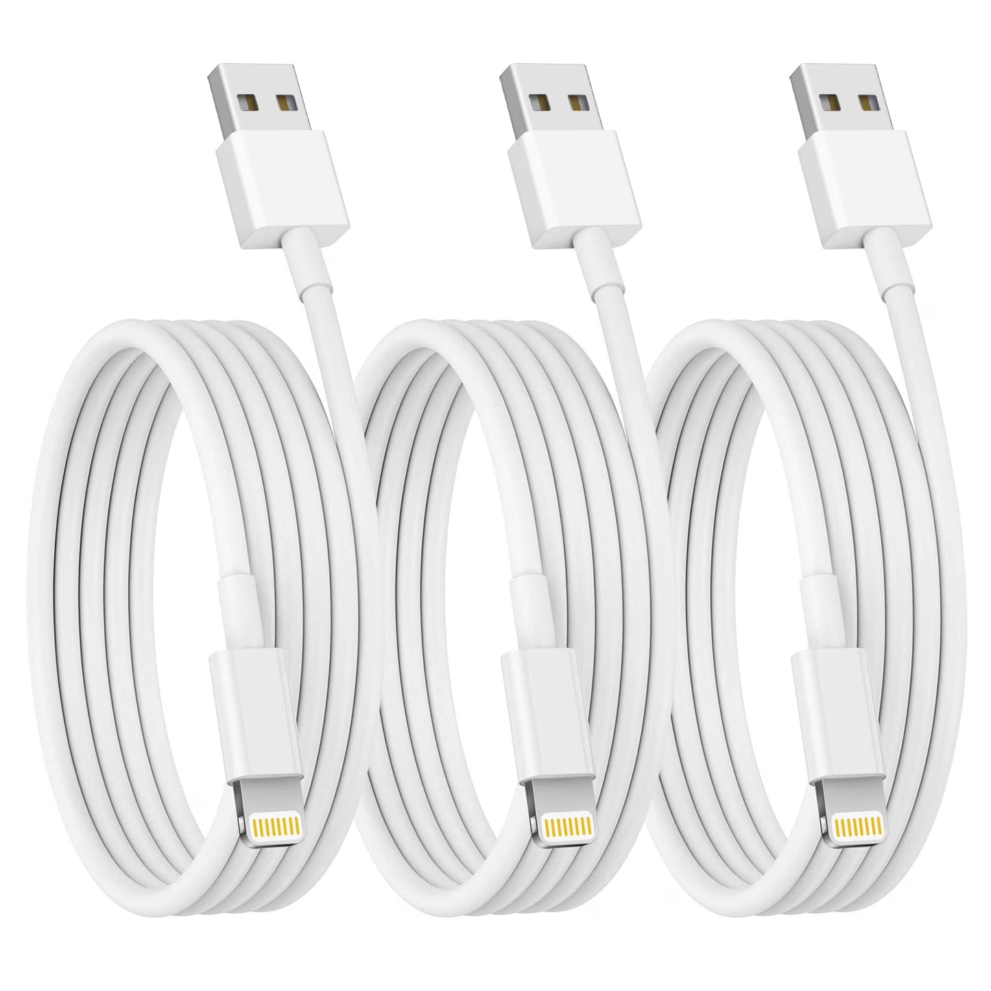 3-Pack USB Cable Compatible for Iphone 14/14Pro/Max/13/13 Pro/Max/12/12Pro/Mini/Max/Xr/X/8/8 Plus/7/7 Plus/6S/6 Plus/5/5Se and Ipad