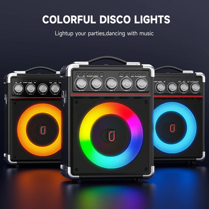 Unleash the Fun with the FanFun Karaoke Speaker: Bluetooth Portable Speaker with 2 Microphones and Dazzling LED Lights for Ultimate Outdoor Parties!