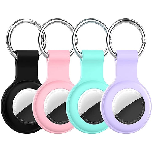 Compatible with Airtag Case Keychain Air Tag Holder Silicone Airtags Key Ring Cases Tags Chain Apple GPS Item Finders Accessories 4 Pack