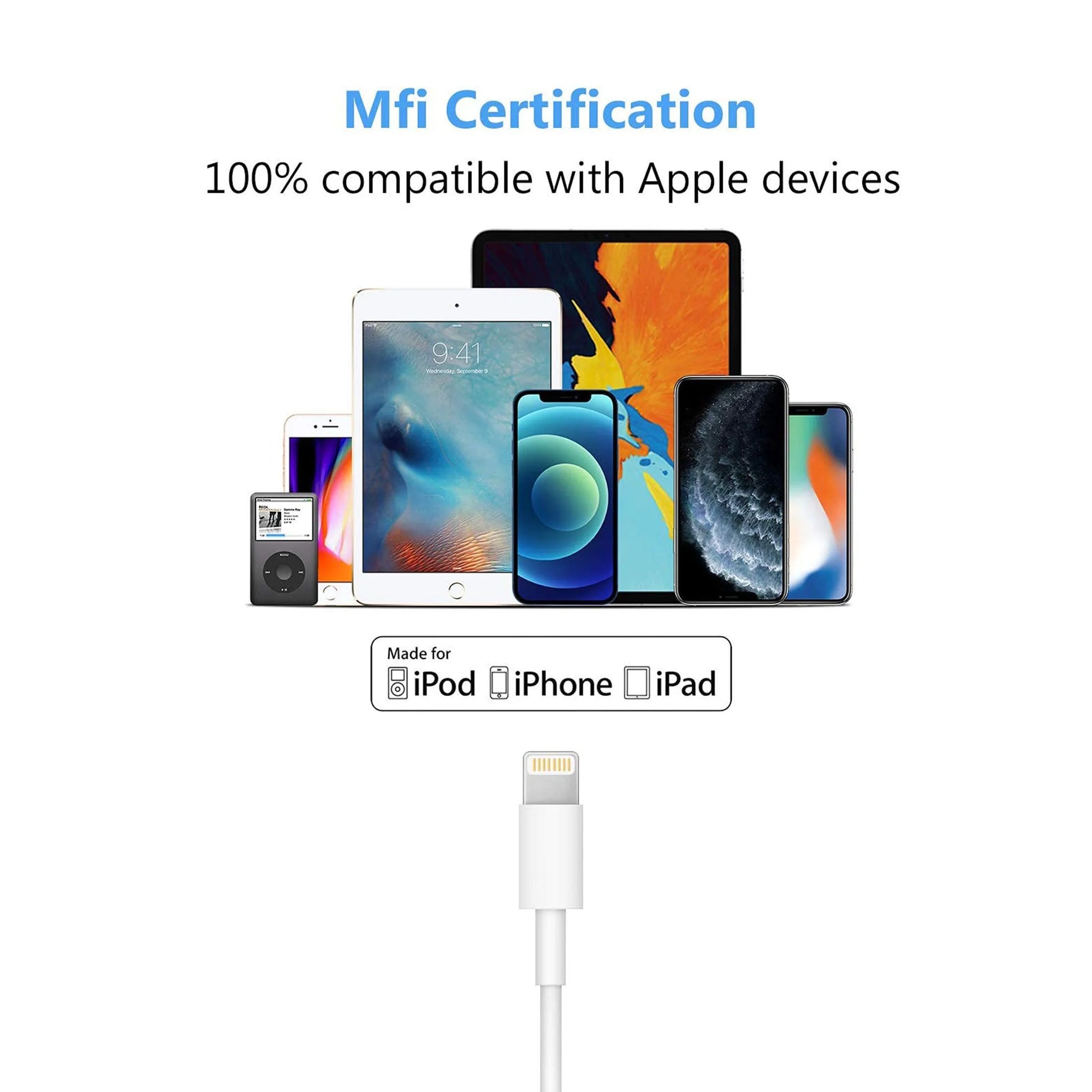 3-Pack USB Cable Compatible for Iphone 14/14Pro/Max/13/13 Pro/Max/12/12Pro/Mini/Max/Xr/X/8/8 Plus/7/7 Plus/6S/6 Plus/5/5Se and Ipad