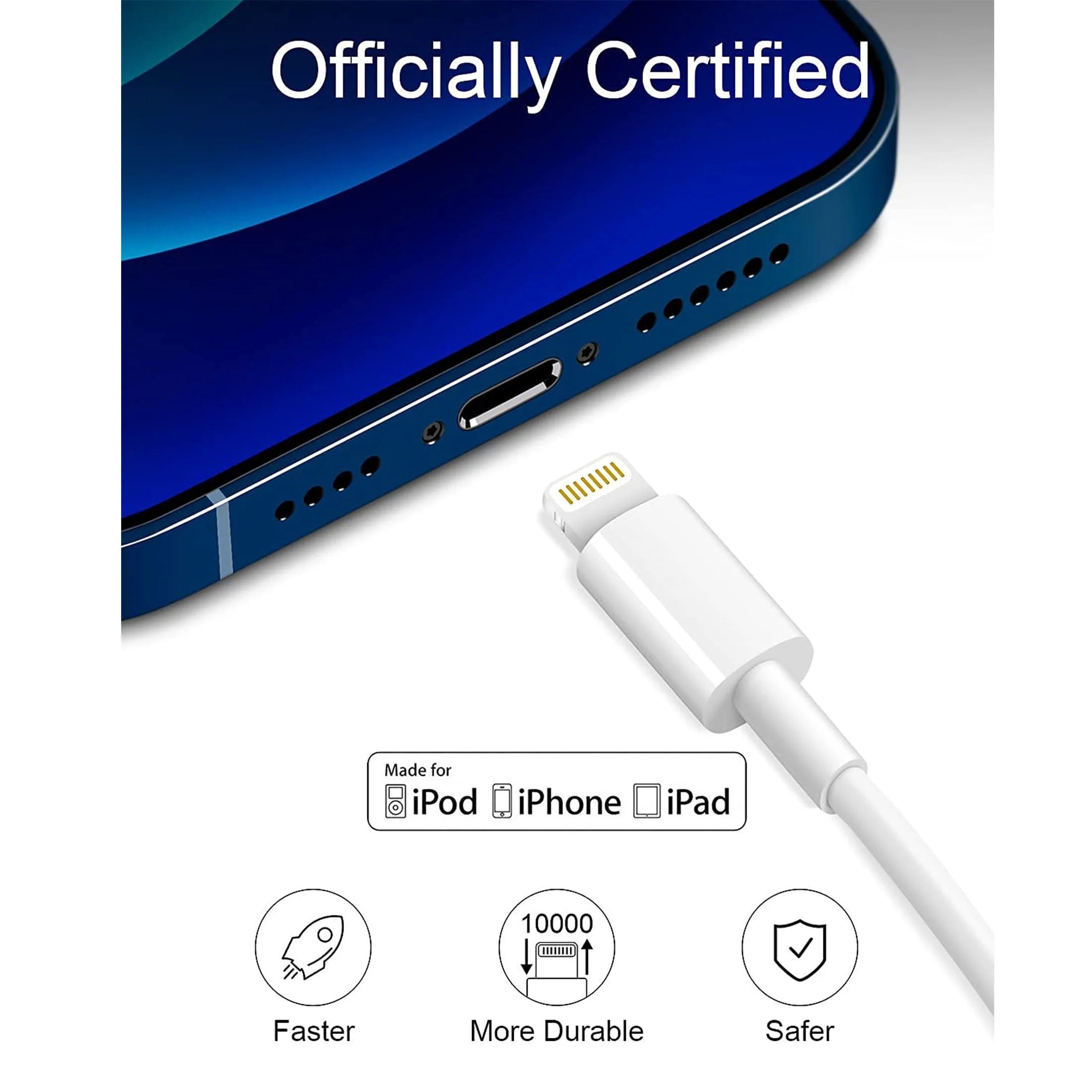 3-Pack USB Cable Compatible for Iphone 14/14Pro/Max/13/13 Pro/Max/12/12Pro/Mini/Max/Xr/X/8/8 Plus/7/7 Plus/6S/6 Plus/5/5Se and Ipad