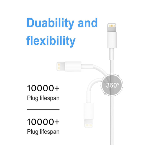 3-Pack USB Cable Compatible for Iphone 14/14Pro/Max/13/13 Pro/Max/12/12Pro/Mini/Max/Xr/X/8/8 Plus/7/7 Plus/6S/6 Plus/5/5Se and Ipad