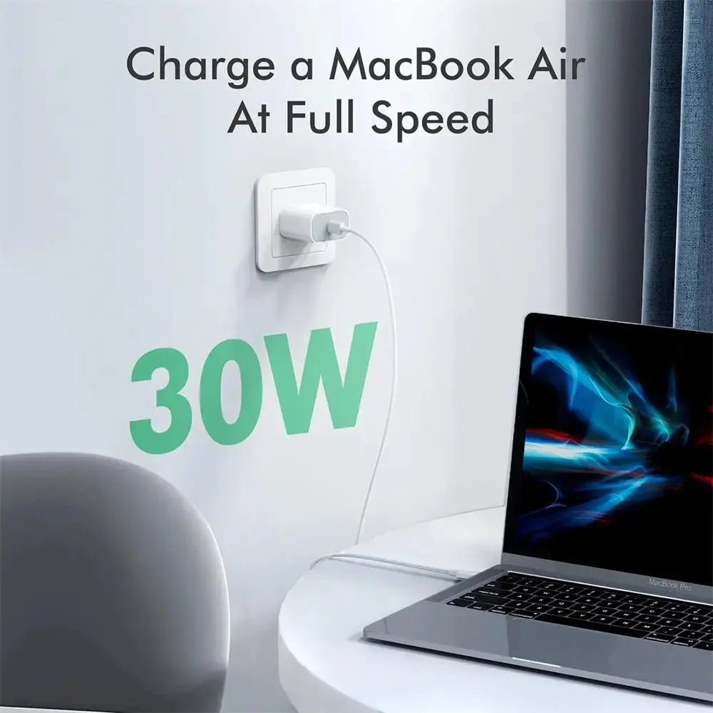 Ultimate Summer Fast Charging Adapter Kit: PD 20W Type-C Charger & 1M Data Cable for iPhone, iPad, and More!