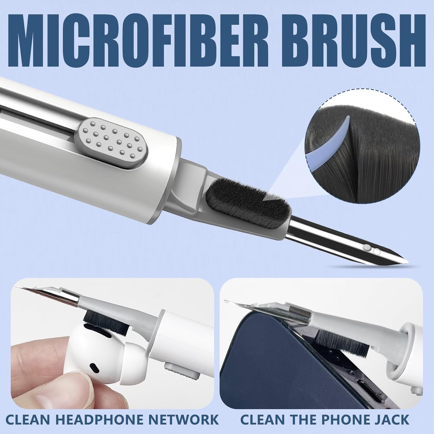 Ultimate Cleaner Kit for AirPods Pro - Multi-Functional Tool for Earbuds, Headphones, iPhone, and More with Soft Brush and Flocking Sponge - Elegant White Design