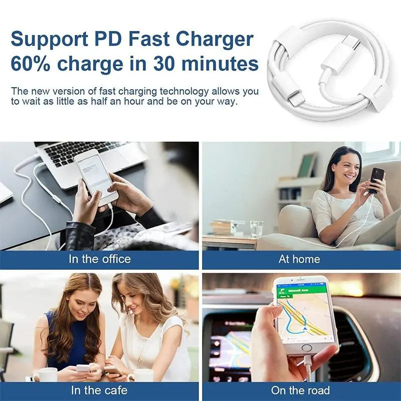 Ultimate Summer Fast Charging Adapter Kit: PD 20W Type-C Charger & 1M Data Cable for iPhone, iPad, and More!