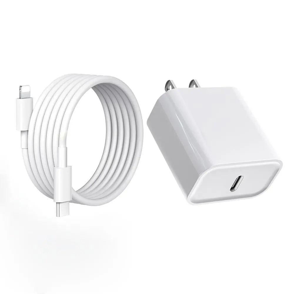 Ultimate Summer Fast Charging Adapter Kit: PD 20W Type-C Charger & 1M Data Cable for iPhone, iPad, and More!