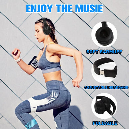 Noise Cancelling Headphones, Wireless Bluetooth Headphones, over Ear Headphones with Microphone, Black