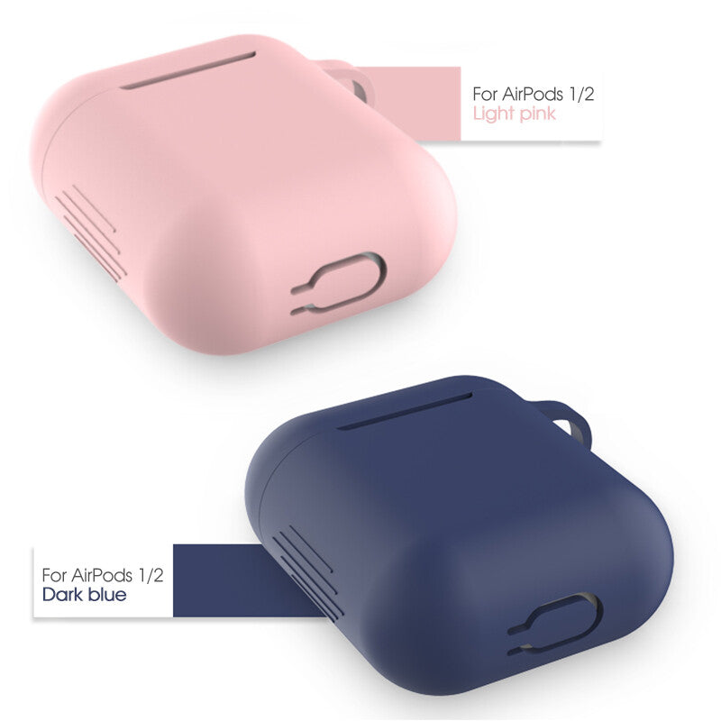 Silicone Shockproof Full Cover Case with Keychain for Apple AirPods 1/2