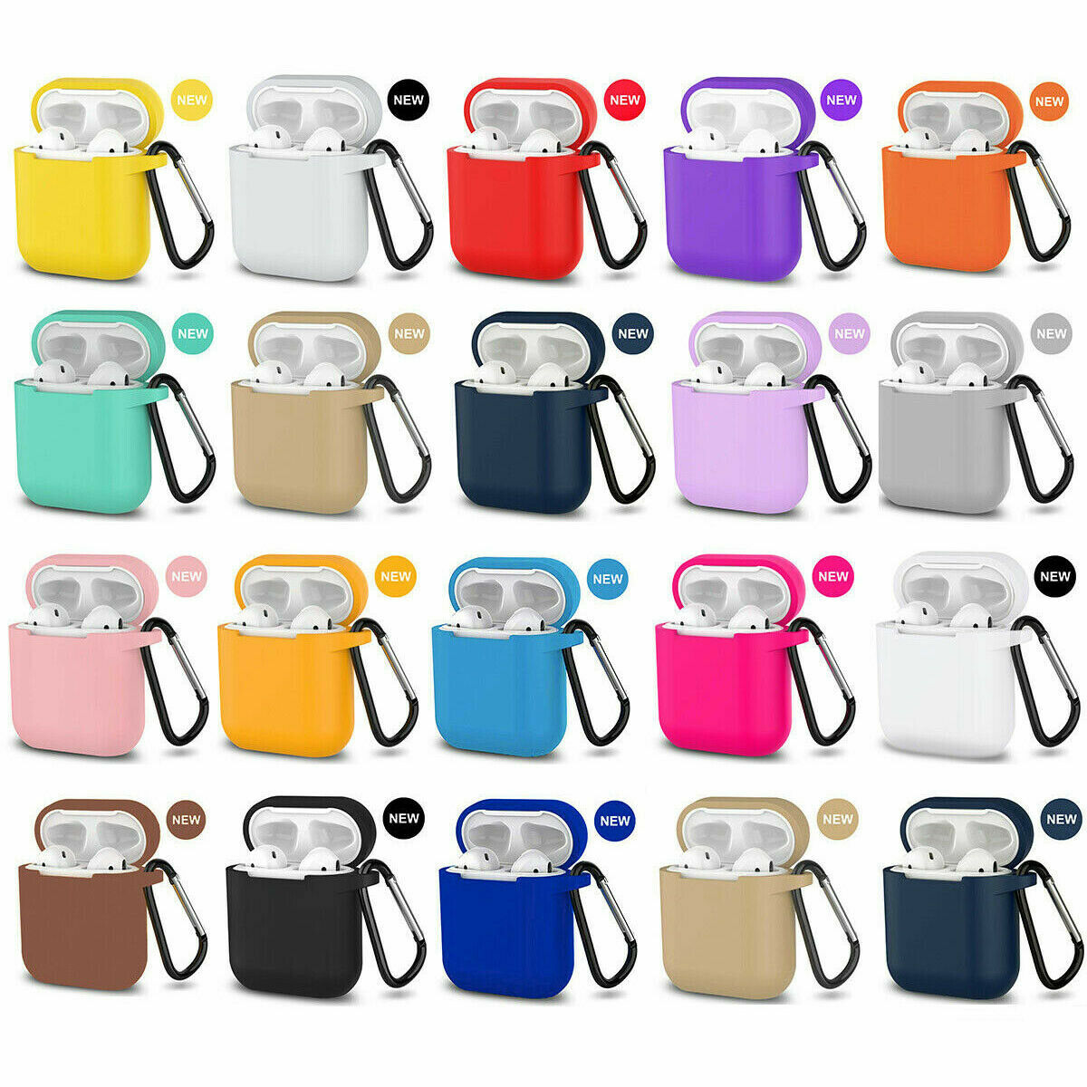 Silicone Shockproof Full Cover Case with Keychain for Apple AirPods 1/2