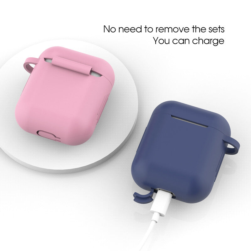 Silicone Shockproof Full Cover Case with Keychain for Apple AirPods 1/2