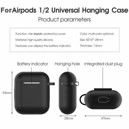 Silicone Shockproof Full Cover Case with Keychain for Apple AirPods 1/2