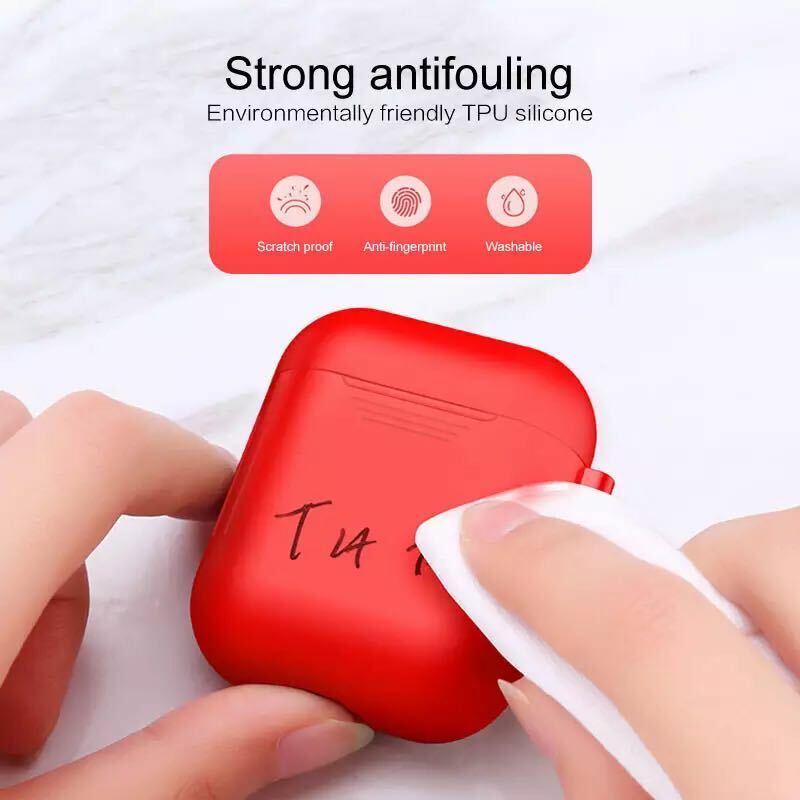 Silicone Shockproof Full Cover Case with Keychain for Apple AirPods 1/2