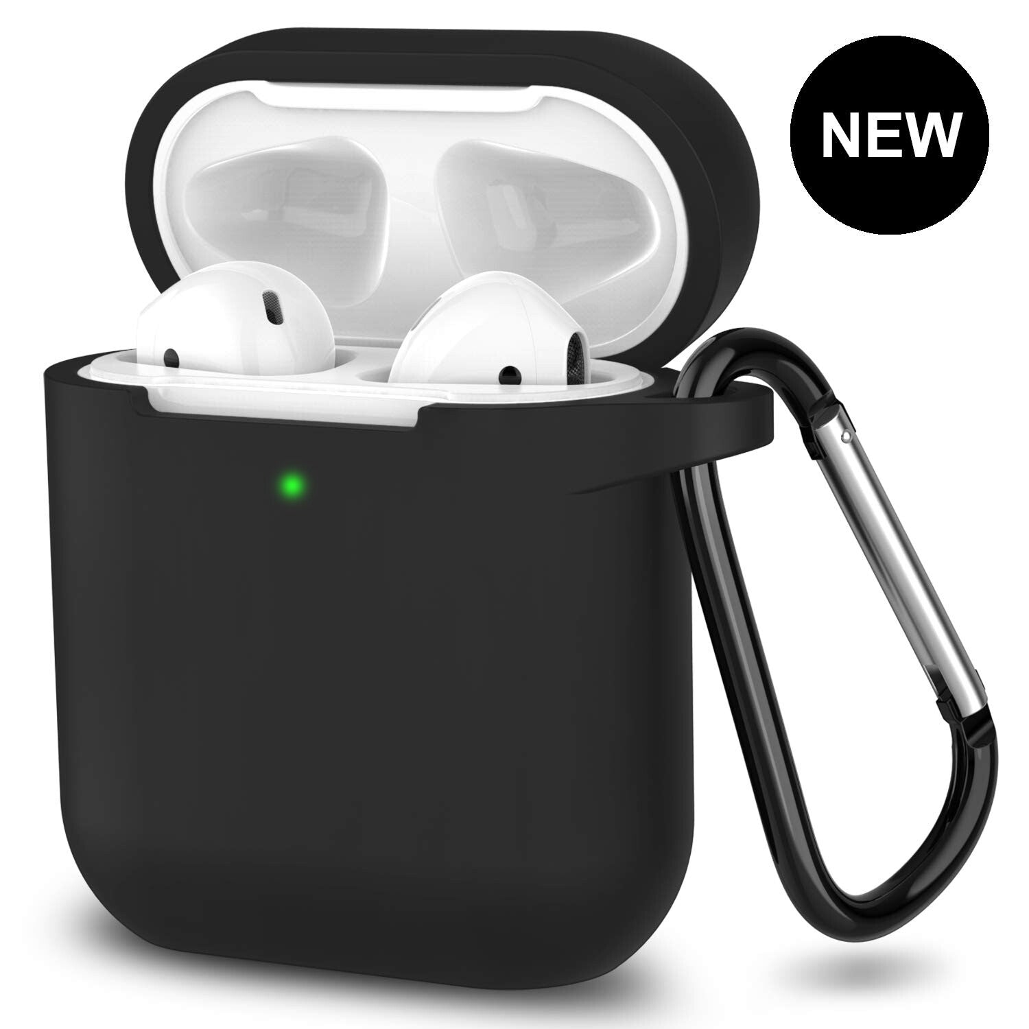 Silicone Shockproof Full Cover Case with Keychain for Apple AirPods 1/2