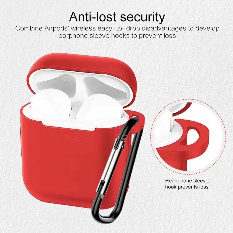 Silicone Shockproof Full Cover Case with Keychain for Apple AirPods 1/2