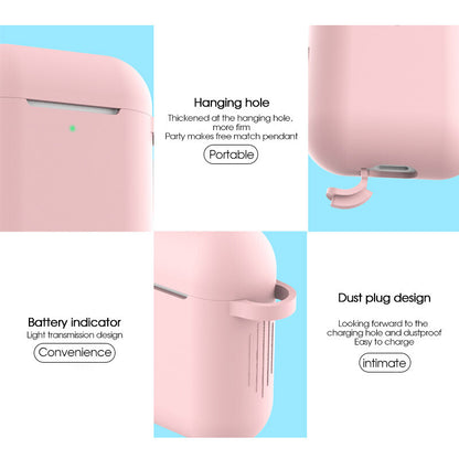 Silicone Shockproof Full Cover Case with Keychain for Apple AirPods 1/2